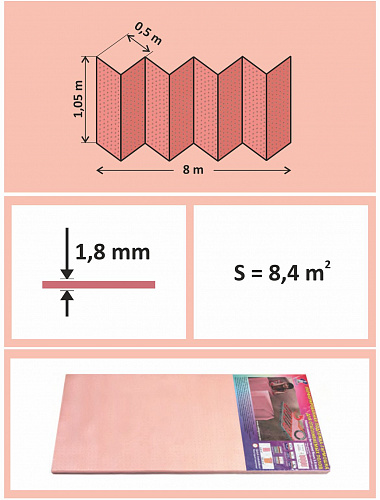 Подложка-гармошка под ламинат для отапливаемых полов 1,8 мм, Розовая  в интернет-магазине Город Мастеров