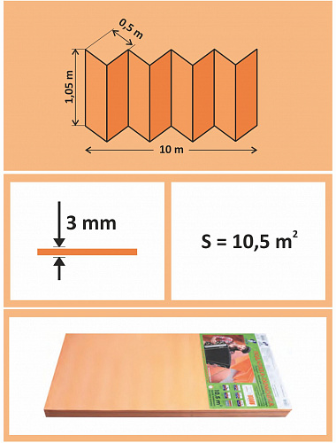 Подложка-гармошка под ламинат 3 мм, Оранжевая  в интернет-магазине Город Мастеров